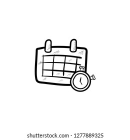 stopwatch calendar doodle