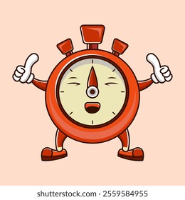 Stopwatch Cartoon Character Style Vector Design Symbol Counting Time