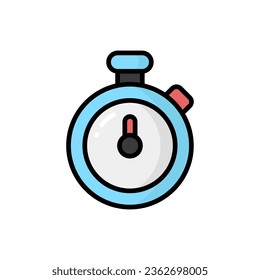 Stopwatch Cartoon Vector Icon Illustration. Sport Icon Concept Isolated Premium Vector. Flat Cartoon Style