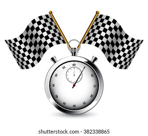 Stopwatch with checkered racing flags