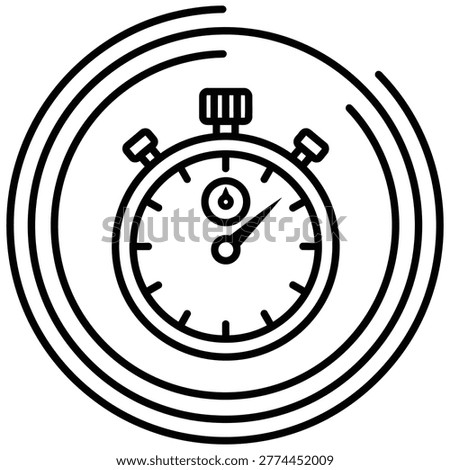 Stopwatch chronograph icon for measuring time intervals with stopwatch, interval