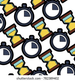 stopwatch or chronometer with hourglass time pattern image 