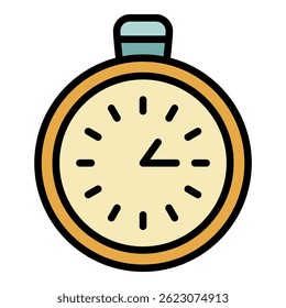 Stopwatch chronometer icon. Outline stopwatch chronometer vector icon color flat isolated