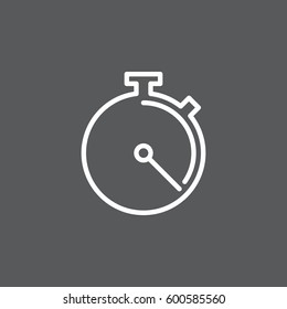 Stopwatch, chronometer line icon, outline vector sign, linear white pictogram. Symbol, logo illustration. Editable stroke. Pixel perfect
