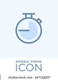 Stopwatch, chronometer line icon, outline vector sign, linear style pictogram isolated on white background. Fast service thin line icon. Symbol, logo illustration. Editable stroke. Pixel perfect