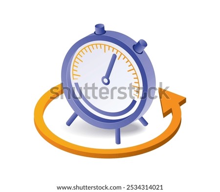 Stopwatch circle rotation  flat illustration concept