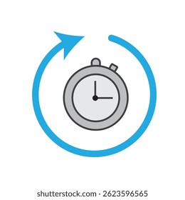 Stopwatch with circular arrow. Vector illustration