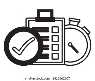 stopwatch clipboard check mark fast delivery logistic vector illustration
