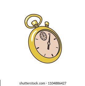 Stopwatch clock. Time symbol, icon. Colored line vector illustration. Isolated on white background.