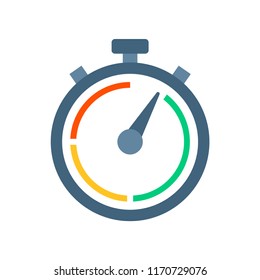 Stopwatch color flat icon. Appointment time and deadline related icon. Express services vetor illustration.