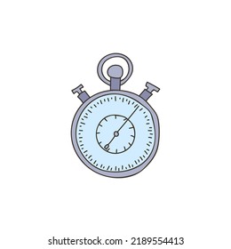 Stopwatch colorful doodle illustration in vector. Stopwatch colorful icon in vector.