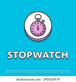 Stopwatch colour round icon isolated vector illustration. Sport watch timer, stopwatch symbol. Athletic competition, sport equipment, time management logo or sign in line design.