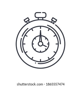Stopwatch concept icon, linear isolated illustration, thin line vector, web design sign, outline concept symbol with editable stroke on white background.