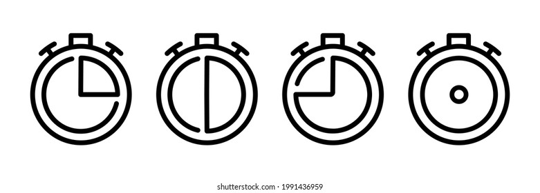 Stopwatch or countdown icon set. Period of time. Timer icon vector illustration in outline style