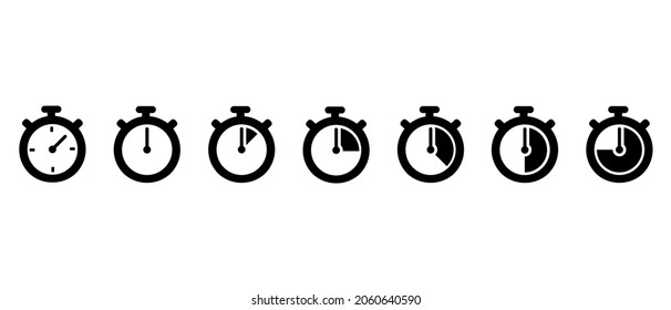 Stopwatch and countdown icons set on white background vector
