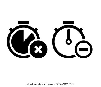 Stopwatch cross sign. Remove time icon. Illustration vector