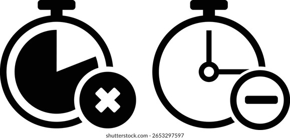 Sinal de cronômetro. Remover ícone de hora, cronômetro e ícone de relógio de parada ilustração de vetor
