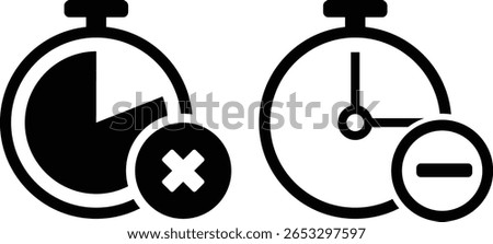 Stopwatch cross sign. Remove time icon, stopwatch and stop clock icon vector illustration
