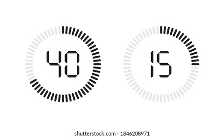 Stopwatch digital countdown timer Isolated black on white background