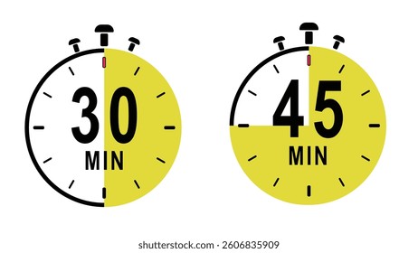 Stopwatch Displays Time Intervals of Thirty and Forty-Five Minutes for Precise Timing Tasks