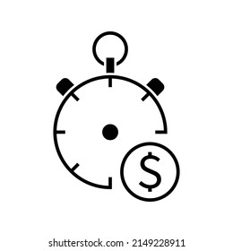 Detener reloj con icono de signo de dólar. aislado en fondo blanco