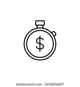 Stopwatch With Dollar Sign Representing Time Is Money Concept