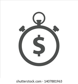 stopwatch with dollar sign vector icon set for web and ui design. dollar stopwatch flat icons isolated on white background. time is money business concept