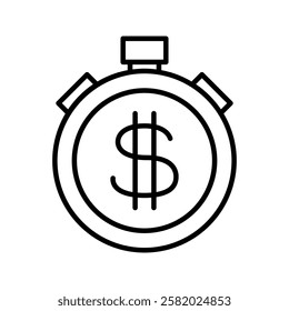 Stopwatch with dollar symbol icon: vector illustration, banking, business icon