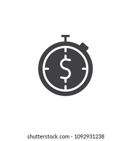 Stopwatch and dollar vector icon. filled flat sign for mobile concept and web design. Time is money simple solid icon. Symbol, logo illustration. Pixel perfect vector graphics