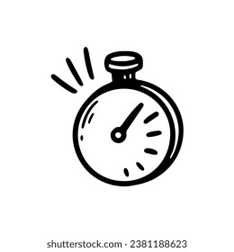 Stopwatch doodle drawing. Deadline, limited time, fast delivery and urgent services concept. Hand drawn time tracker