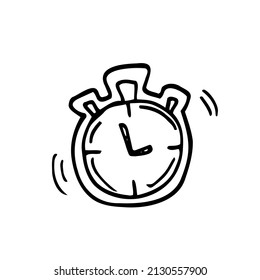 Stopwatch doodle icon. Hand drawn sketch in vector isolated on white