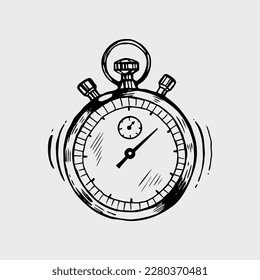 Stopwatch doodle icon. Hand drawn sketch in vector