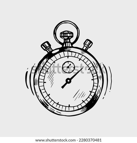 Stopwatch doodle icon. Hand drawn sketch in vector