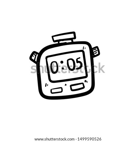 stopwatch doodle icon vector hand drawing 
