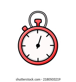 Stopwatch doodle vector illustration, sports timer clock, cartoon icon