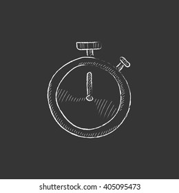 Stopwatch. Drawn in chalk icon.