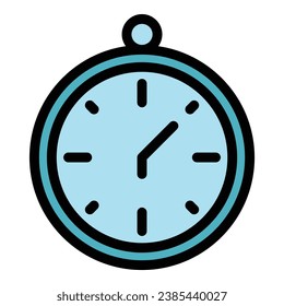 Vector de contorno de icono de duración de Stopwatch. Temporizador de horas. Fecha general color plano