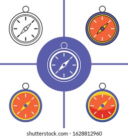 Stopwatch element illustration with different design style.