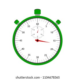 Stopwatch element isolated on white background. Stopwatch and countdown, instrument chronometer, trainer equipment, vector illustration