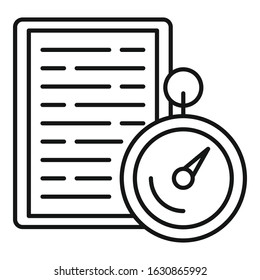 Stopwatch exam icon. Outline stopwatch exam vector icon for web design isolated on white background