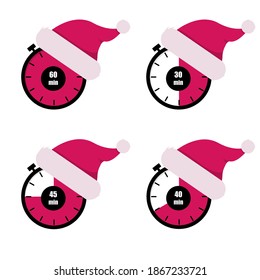 
Stopwatch, express delivery 30 min, 60 min, 40 min, 45 min in a New Year's hat