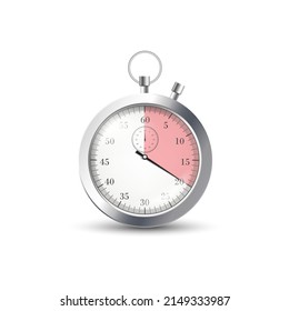 Stopwatch Face With Deadline And Expiring Timestamp, Realistic Template Vector Illustration Isolated On White Background. Mockup Of Stopwatch Time Chronometer.