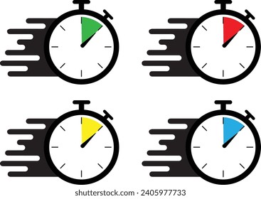 Stopwatch fast quick timely delivery flat icon 