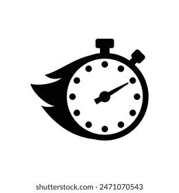 Stopwatch fast quick timely delivery flat icon