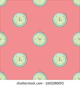 Stopwatch fast time rush hour concept. vector illustration seamless pattern