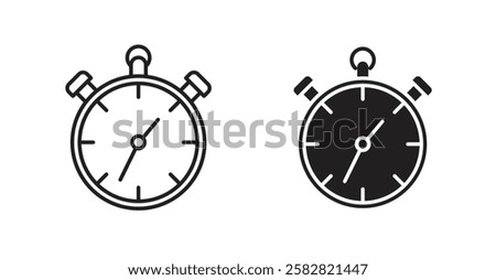 Stopwatch filled and outlined icons vectors on white background