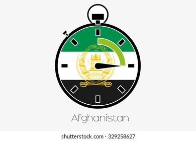 A Stopwatch with the flag of Afghanistan
