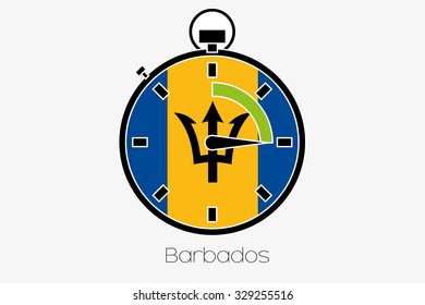 A Stopwatch with the flag of Barbados