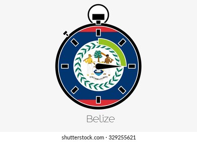 A Stopwatch with the flag of Belize