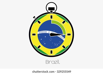 A Stopwatch with the flag of Brazil